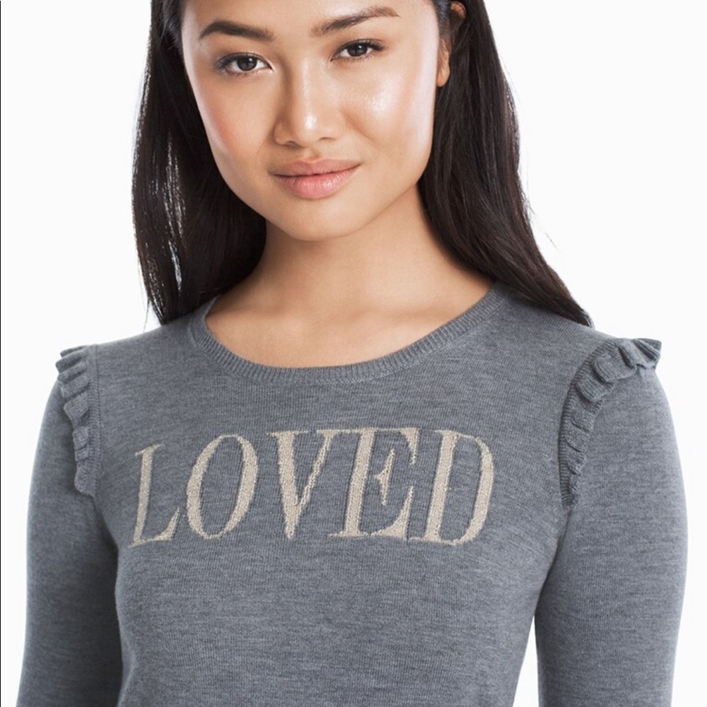 Grey “loved” sweater